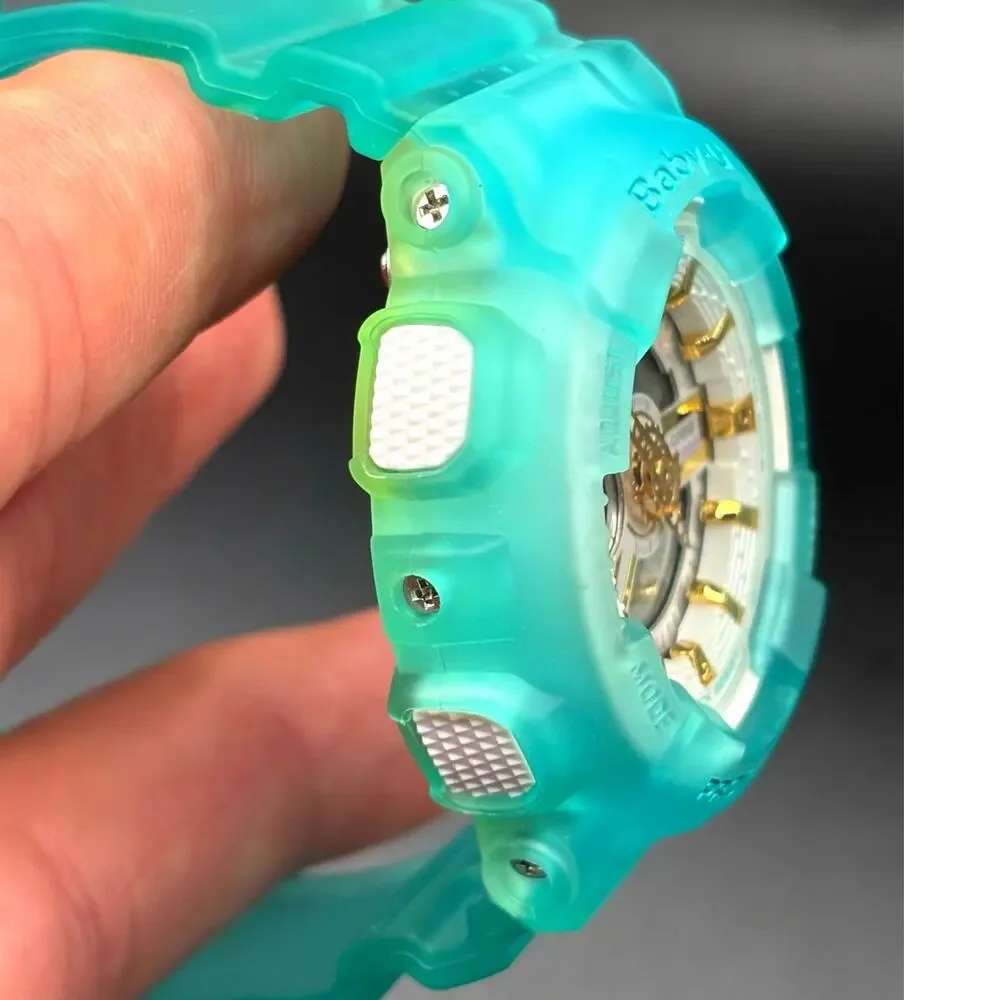 Casio Baby-G BA-110SC-2A Sea Glass Clear Teal Analog Digital Women's Watch